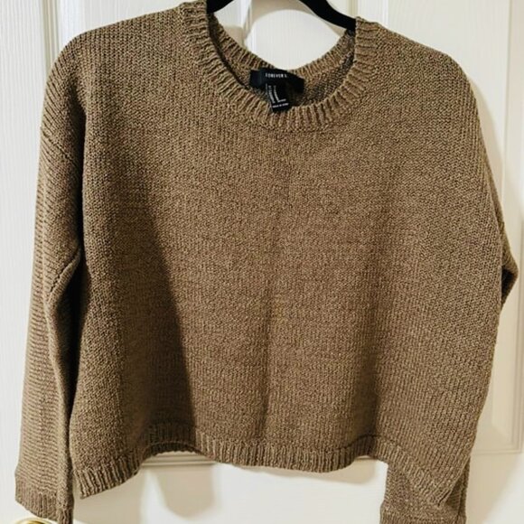 Brown cropped boxy sweater in M from Forever 21 - Picture 1 of 6